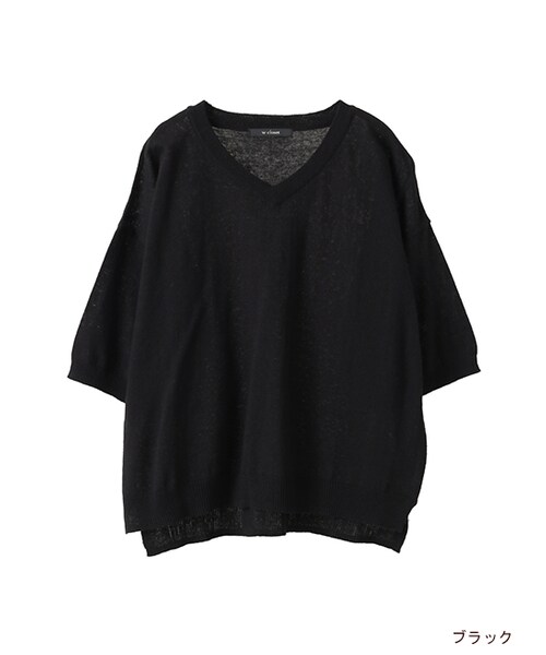 w closet(ダブルクローゼット)の「綿麻Vネックニット(トップス・レディース・オフホワイト/Lベージュ/レッド/ブラック・FREE)」の2枚目の写真