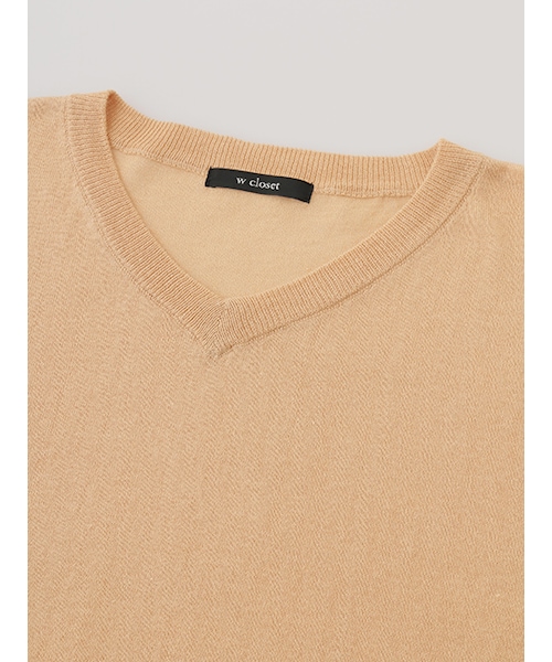 w closet(ダブルクローゼット)の「綿麻Vネックニット(トップス・レディース・オフホワイト/Lベージュ/レッド/ブラック・FREE)」の8枚目の写真