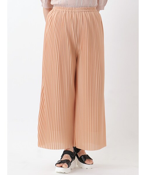 w closet（ダブルクローゼット）の「プリーツパンツ（パンツ・レディース・サックス/ピンク/Dベージュ・FREE）」の4枚目の写真