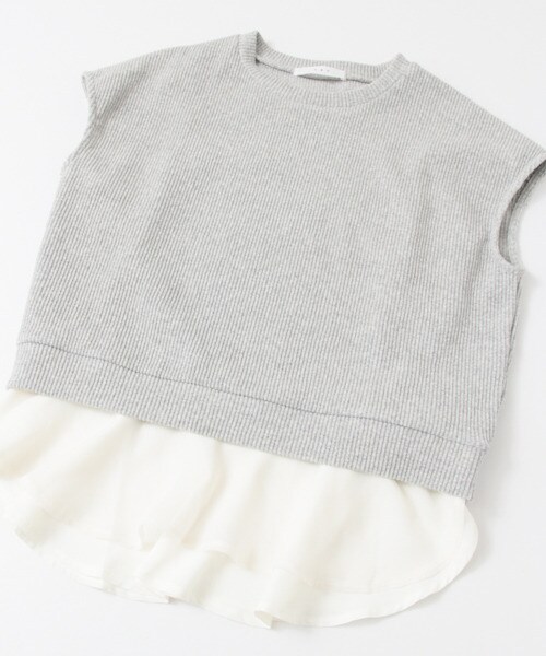 KBF（ケイビーエフ）の「兩穿式荷葉邊下襬棉質上衣（トップス・レディース・象牙白/淺灰色/黑色・one）」の16枚目の写真