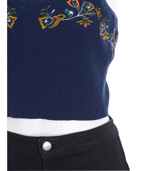 EVRIS（エヴリス）の「Embroidery Knitビスチェ（トップス・レディース・ブラック/ネイビー/カーキ）」の11枚目の写真