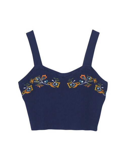 EVRIS（エヴリス）の「Embroidery Knitビスチェ（トップス・レディース・ブラック/ネイビー/カーキ）」の3枚目の写真
