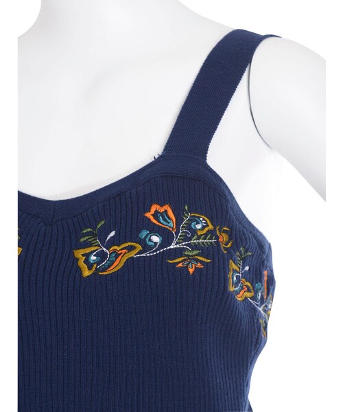 EVRIS（エヴリス）の「Embroidery Knitビスチェ（トップス・レディース・ブラック/ネイビー/カーキ）」の10枚目の写真