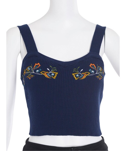 EVRIS（エヴリス）の「Embroidery Knitビスチェ（トップス・レディース・ブラック/ネイビー/カーキ）」の9枚目の写真