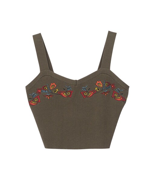 EVRIS（エヴリス）の「Embroidery Knitビスチェ（トップス・レディース・ブラック/ネイビー/カーキ）」の2枚目の写真