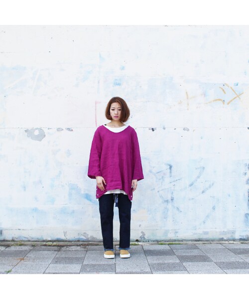 Vintage Clothing（ヴィンテージクロージング）の「Linen P/O Shirt（トップス・magenta・One）」の9枚目の写真