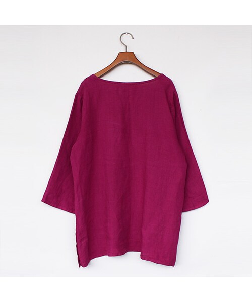 Vintage Clothing（ヴィンテージクロージング）の「Linen P/O Shirt（トップス・magenta・One）」の2枚目の写真