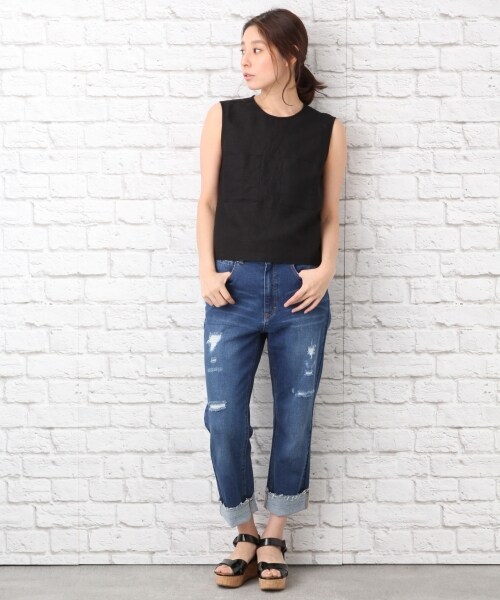 LEPSIM（レプシィム）の「レーヨン／リネンセットアップパンツ（ワンピース/ドレス・ブラック/ベージュ・M/L）」の5枚目の写真