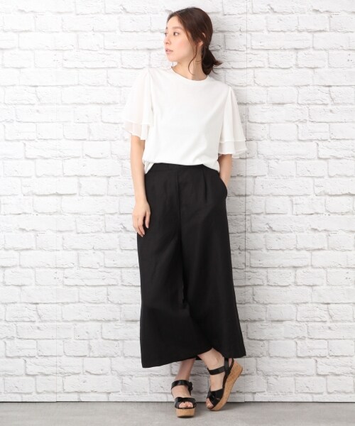 LEPSIM（レプシィム）の「レーヨン／リネンセットアップパンツ（ワンピース/ドレス・ブラック/ベージュ・M/L）」の7枚目の写真