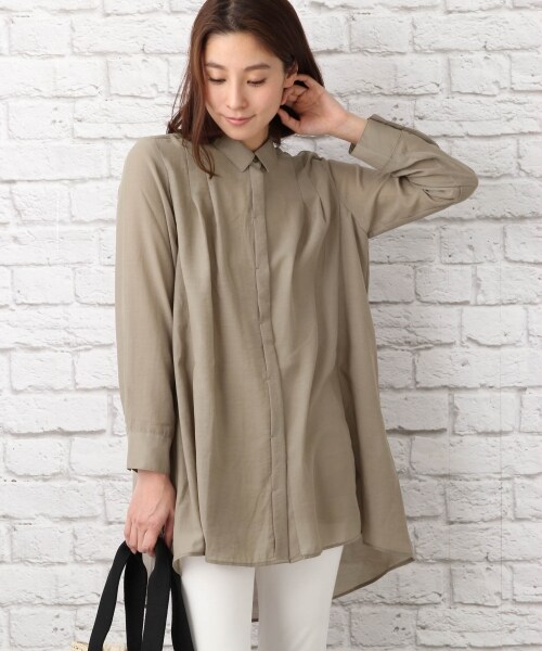 LEPSIM(レプシィム)の「シャツチュニックワンピース(ワンピース/ドレス・ナチュラル/カーキ/ネイビー・M/L)」の2枚目の写真