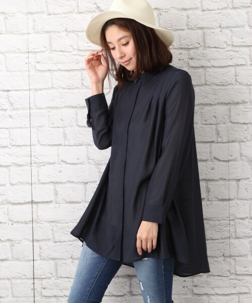 LEPSIM(レプシィム)の「シャツチュニックワンピース(ワンピース/ドレス・ナチュラル/カーキ/ネイビー・M/L)」の3枚目の写真