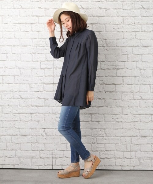 LEPSIM(レプシィム)の「シャツチュニックワンピース(ワンピース/ドレス・ナチュラル/カーキ/ネイビー・M/L)」の6枚目の写真