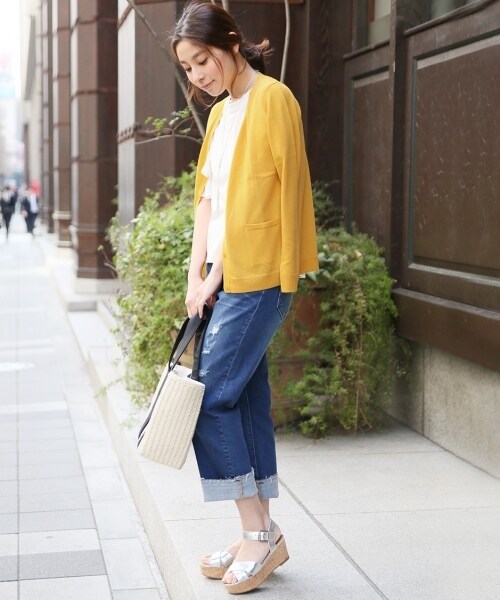 LEPSIM（レプシィム）の「ＤＥＮＩＭクロプドパンツ（パンツ・ブルー(ダメージ)/オフ(ダメージ)/ネイビー・M/L）」の4枚目の写真