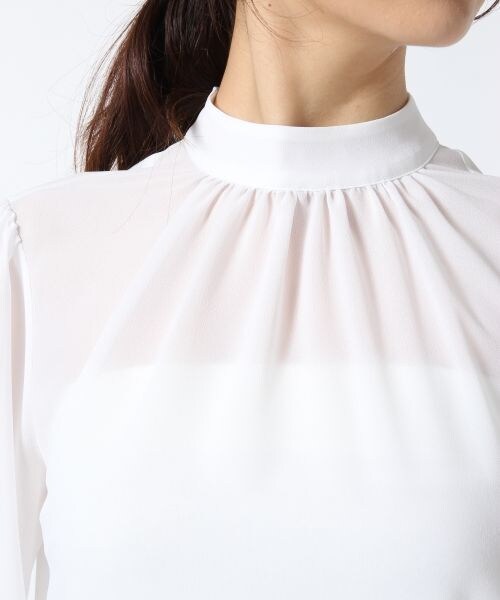 A part by（アパートバイ）の「シフォンタイツキハイネックブラウス（トップス・ホワイト/ブラック・F）」の9枚目の写真