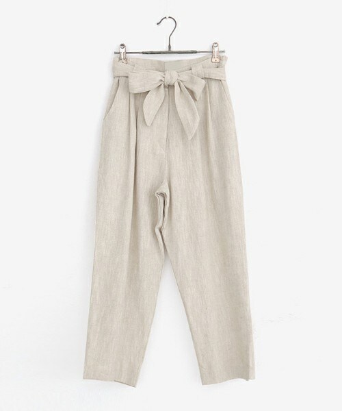 DHOLIC(ディーホリック)の「ハイライズウエストタイリネンパンツ(その他パンツ・レディース・ライトベージュ/ホワイトアイボリー・FREE)」の1枚目の写真