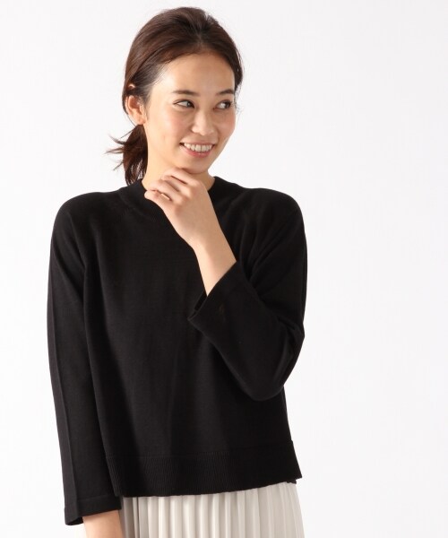 LOWRYS FARM（ローリーズファーム）の「１２Ｇカリフォルニアコットンソデヒロプルオーバー（トップス・オフ/ブラック/ボーダー/グレー/ベージュ・オフ05:M(身長165cm・45kg) ブラック09:M(身長166cm・47kg) ボーダー10:M(身長173cm・48kg) グレー15:M(身長166cm・47kg) ベージュ52:M(身長165cm・45kg)/M/L）」の2枚目の写真