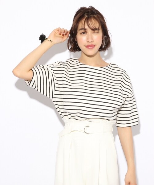 LOWRYS FARM（ローリーズファーム）の「カリフォルニアコットンクロップドプルオーバー（トップス・オフ/ブラック/ボーダー/グレー・M/L）」の4枚目の写真