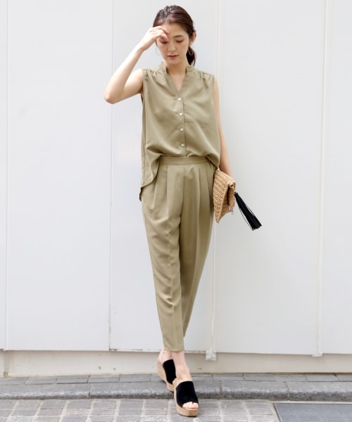 A part by(アパートバイ)の「Pツイルスキッパーセットアップ(ワンピース/ドレス・アイスグレー/カーキ/ネイビー・M/L)」の2枚目の写真