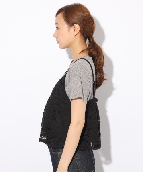 LOWRYS FARM（ローリーズファーム）の「レースキャミ（トップス・オフ/ブラック・M/L）」の4枚目の写真