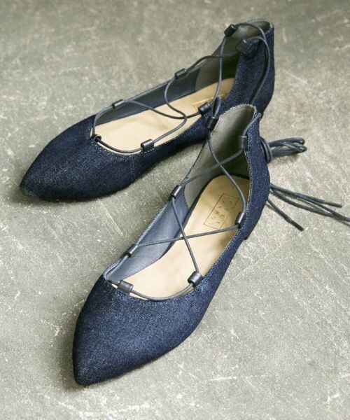 LOWRYS FARM（ローリーズファーム）の「レースアップバレエ２（シューズ・オフ/ブラック/ベージュ/ブラウン/デニム・M(23-23.5)/L(24-24.5)）」の5枚目の写真