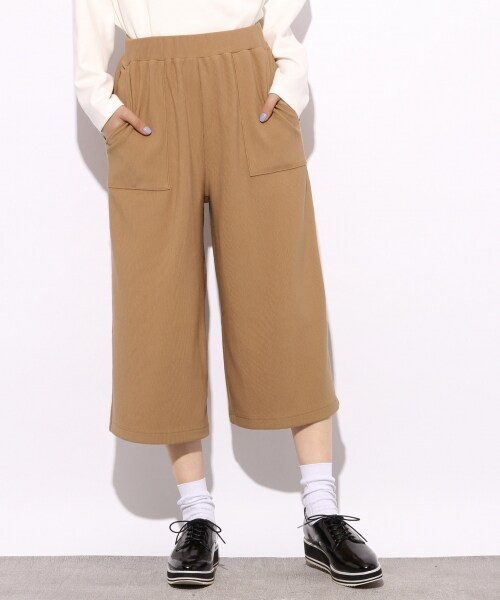 LOWRYS FARM（ローリーズファーム）の「★WEB限定価格★リップルワイドクロップド（パンツ・オフ/ブラック/ピンク/キャメル/ネイビー・F）」の3枚目の写真