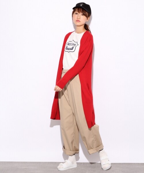 LOWRYS FARM（ローリーズファーム）の「USAロングカーディガン（トップス・オフ/ボーダー/グレー/レッド・M/L）」の5枚目の写真