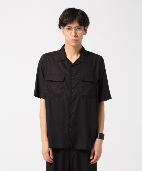 HARE（ハレ）の「サテンオープンネックシャツ（トップス・ブラック/グレー/イエロー・S/M）」の6枚目の写真