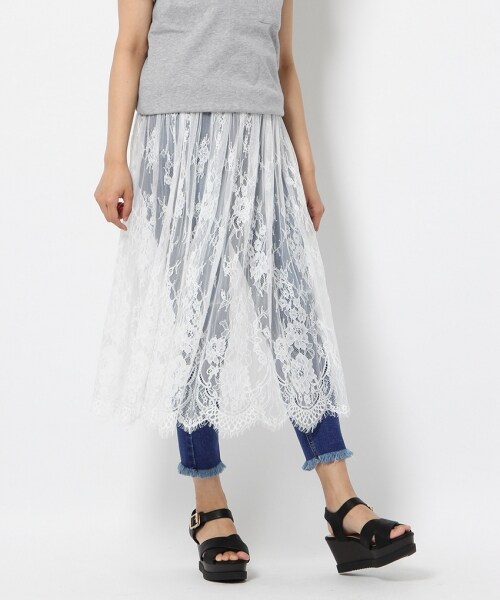 Heather(ヘザー)の「3WAYプリーツレーススカート(スカート・アイボリー/ライトグレー/ダークネイビー・FREE)」の14枚目の写真