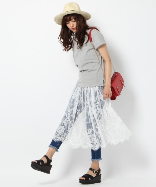 Heather(ヘザー)の「3WAYプリーツレーススカート(スカート・アイボリー/ライトグレー/ダークネイビー・FREE)」の4枚目の写真