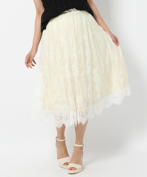 Heather(ヘザー)の「3WAYプリーツレーススカート(スカート・アイボリー/ライトグレー/ダークネイビー・FREE)」の1枚目の写真