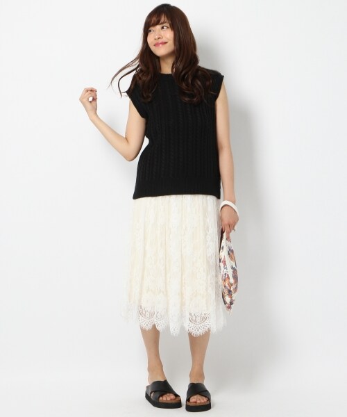 Heather(ヘザー)の「3WAYプリーツレーススカート(スカート・アイボリー/ライトグレー/ダークネイビー・FREE)」の5枚目の写真