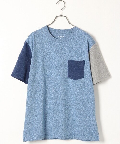RAGEBLUE(レイジブルー)の「ポケット付きTシャツ(トップス・クレイジー/ホワイト/オフホワイト/ブラック/グレー/ブラウン/オリーブ/ライトブルー/ブルー/ネイビー・S/M/L)」の1枚目の写真