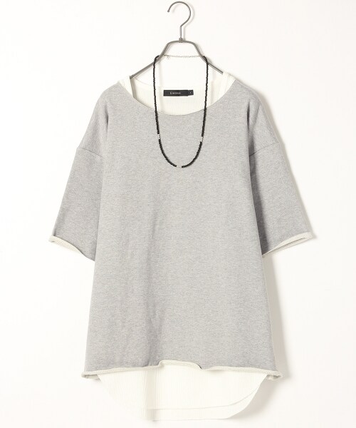 RAGEBLUE（レイジブルー）の「＜USAコットン使用＞カットオフ裏毛スウェット半袖（トップス・ホワイト/グレー/ピンク系/ブラウン/ブルー・M/L）」の2枚目の写真