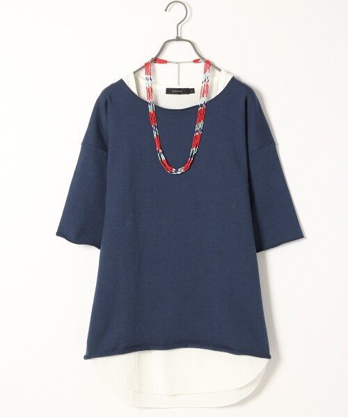 RAGEBLUE（レイジブルー）の「＜USAコットン使用＞カットオフ裏毛スウェット半袖（トップス・ホワイト/グレー/ピンク系/ブラウン/ブルー・M/L）」の4枚目の写真