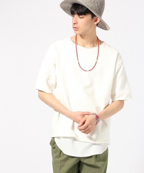 RAGEBLUE（レイジブルー）の「＜USAコットン使用＞カットオフ裏毛スウェット半袖（トップス・ホワイト/グレー/ピンク系/ブラウン/ブルー・M/L）」の13枚目の写真