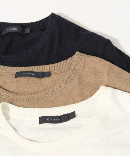 RAGEBLUE(レイジブルー)の「スラブジャガードTシャツ(トップス・ホワイト(クルー)/ホワイト(Vネック)/ブラック(Vネック)/ピンク(クルー)/ブラウン(クルー)/ネイビー(クルー)・M/L)」の19枚目の写真