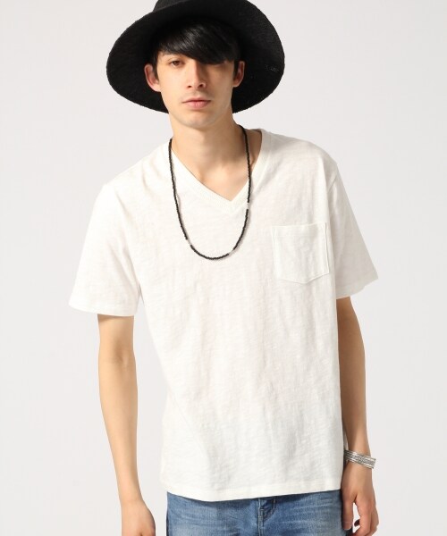 RAGEBLUE(レイジブルー)の「スラブジャガードTシャツ(トップス・ホワイト(クルー)/ホワイト(Vネック)/ブラック(Vネック)/ピンク(クルー)/ブラウン(クルー)/ネイビー(クルー)・M/L)」の16枚目の写真