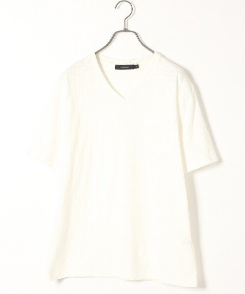 RAGEBLUE(レイジブルー)の「スラブジャガードTシャツ(トップス・ホワイト(クルー)/ホワイト(Vネック)/ブラック(Vネック)/ピンク(クルー)/ブラウン(クルー)/ネイビー(クルー)・M/L)」の2枚目の写真