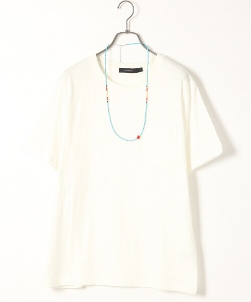 RAGEBLUE(レイジブルー)の「スラブジャガードTシャツ(トップス・ホワイト(クルー)/ホワイト(Vネック)/ブラック(Vネック)/ピンク(クルー)/ブラウン(クルー)/ネイビー(クルー)・M/L)」の1枚目の写真