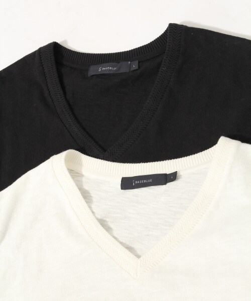 RAGEBLUE(レイジブルー)の「スラブジャガードTシャツ(トップス・ホワイト(クルー)/ホワイト(Vネック)/ブラック(Vネック)/ピンク(クルー)/ブラウン(クルー)/ネイビー(クルー)・M/L)」の20枚目の写真