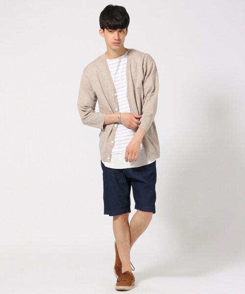 RAGEBLUE（レイジブルー）の「TOPリネン混Vカーデ7分袖（トップス・グレー/ベージュ/ブルー系/ネイビー・M/L）」の15枚目の写真