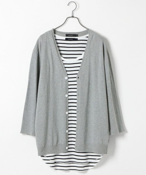 RAGEBLUE（レイジブルー）の「TOPリネン混Vカーデ7分袖（トップス・グレー/ベージュ/ブルー系/ネイビー・M/L）」の3枚目の写真