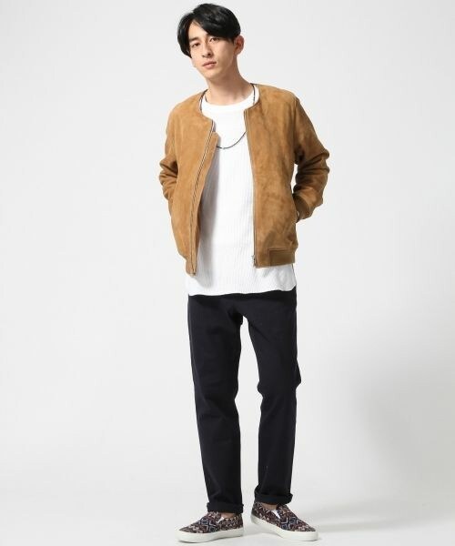レイジブルー ノーカラー スウェード ブルゾン ジャケット Lサイズ RAGEBLUE（レイジブルー）の「スウェードノーカラーブルゾン（）」 - WEAR