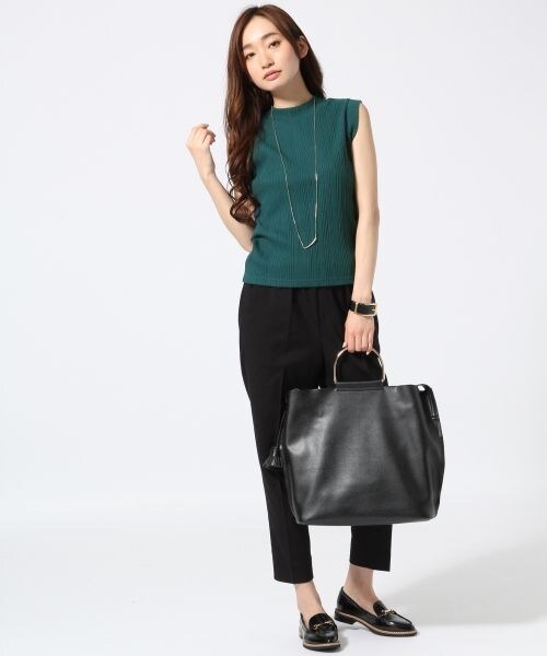 JEANASIS（ジーナシス）の「ランダムテレコノースリーブ（トップス・オフホワイト()/ブラック()/グレー()/グリーン()・FREE）」の12枚目の写真