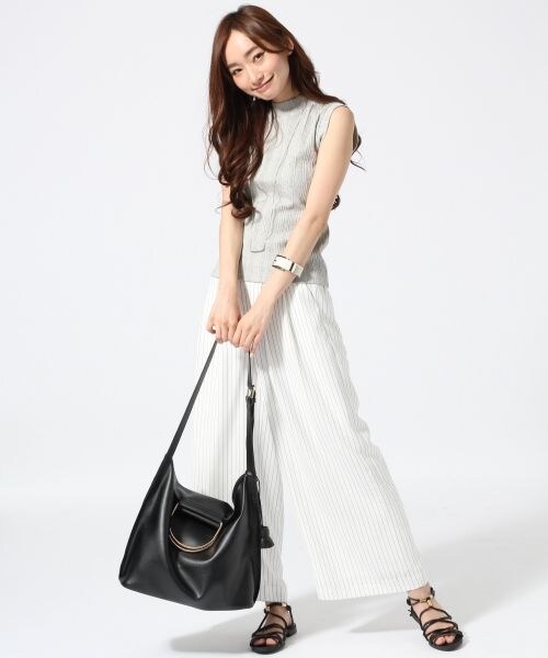 JEANASIS（ジーナシス）の「ランダムテレコノースリーブ（トップス・オフホワイト()/ブラック()/グレー()/グリーン()・FREE）」の10枚目の写真