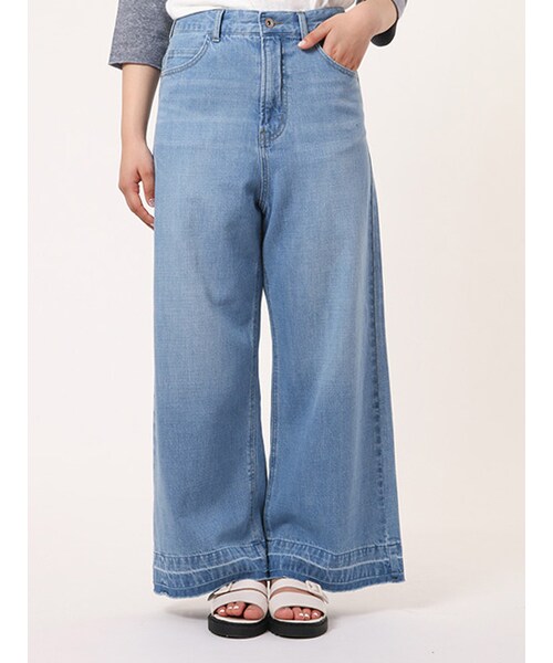 w closet（ダブルクローゼット）の「10ozデニムワイドロングパンツ（パンツ・レディース・ブルー/ネイビー・FREE）」の3枚目の写真
