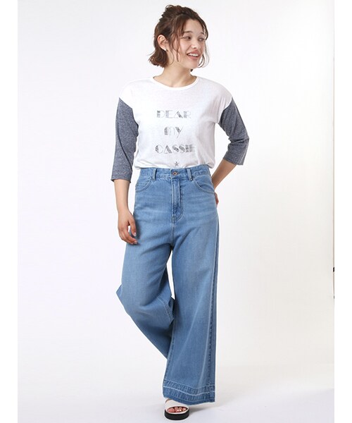 w closet（ダブルクローゼット）の「10ozデニムワイドロングパンツ（パンツ・レディース・ブルー/ネイビー・FREE）」の12枚目の写真