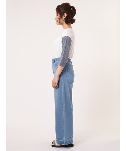 w closet（ダブルクローゼット）の「10ozデニムワイドロングパンツ（パンツ・レディース・ブルー/ネイビー・FREE）」の4枚目の写真