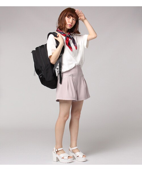 PAGEBOY（ページボーイ）の「ハイウエストZIPショートパンツ（パンツ・レディース・ピンク/サックス/ブルー）」の4枚目の写真