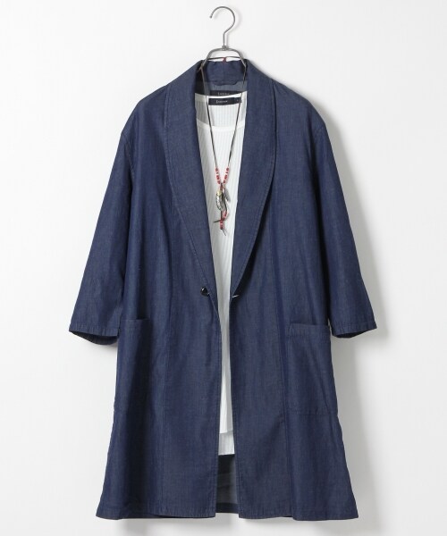 RAGEBLUE（レイジブルー）の「綿麻デニムガウン7分袖（トップス・ブルー系/ネイビー系・M/L）」の2枚目の写真